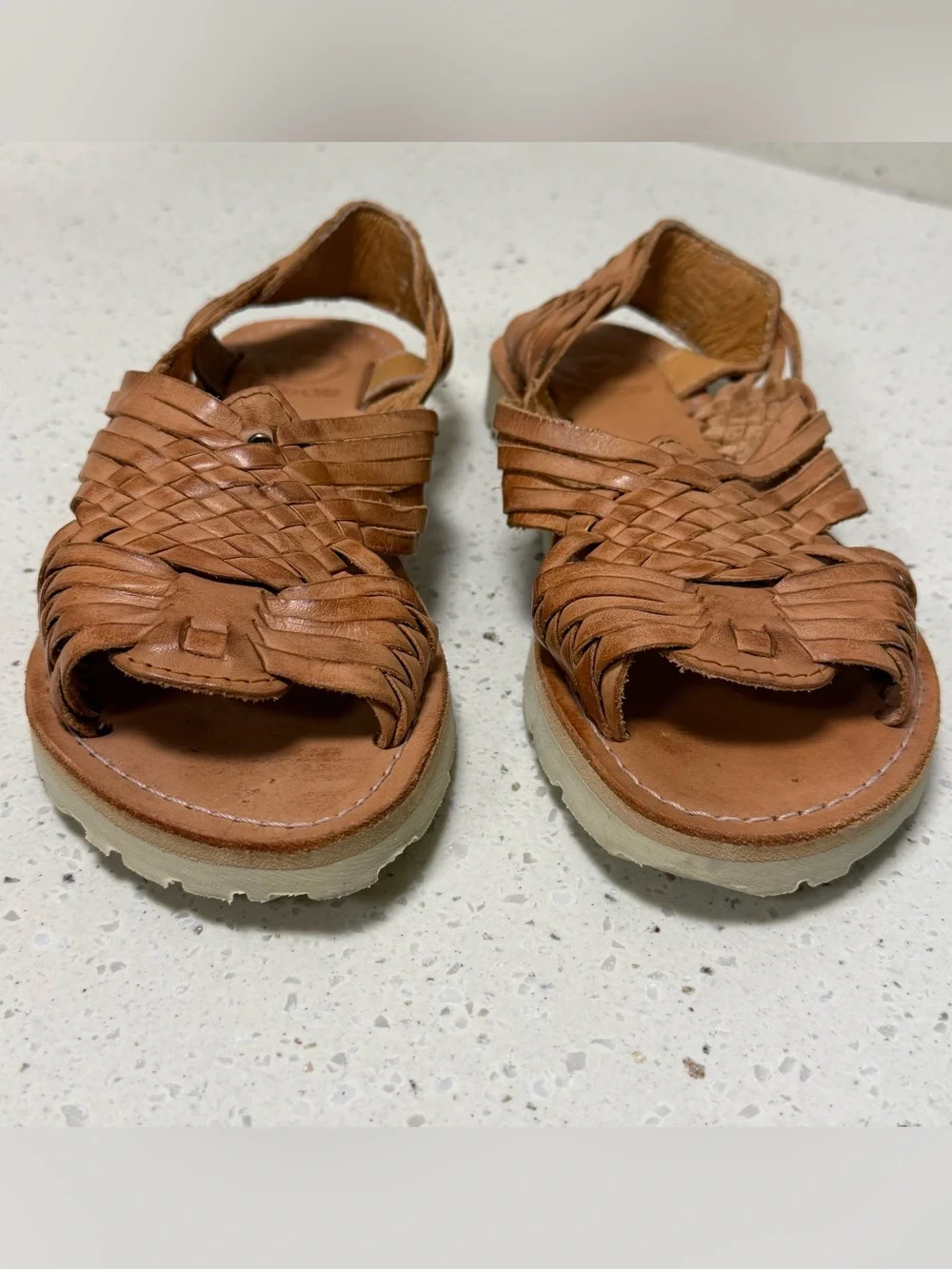 Women’s Braided Leather Sandals in Tan
